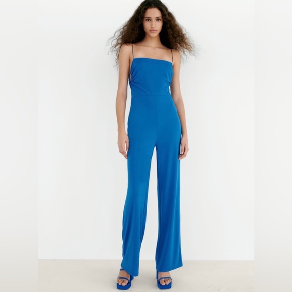 (SOLD) ZARA Long Jumpsuit with Cut-outs 💙 - Picture 2 of 6